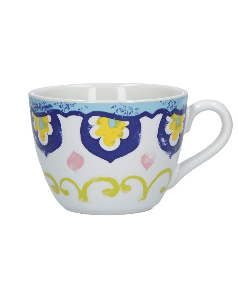 Set 6 tazze tè Nador azzurro   e rosso - Rose e Tulipani